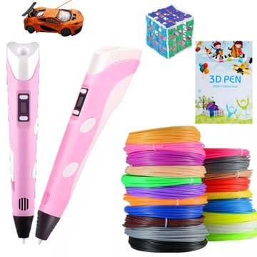 DŁUGOPIS 3D DLA DZIECI DRUKARKA MAGICZNY PEN ZESTAW + WKŁADY PLA 100 METRÓW