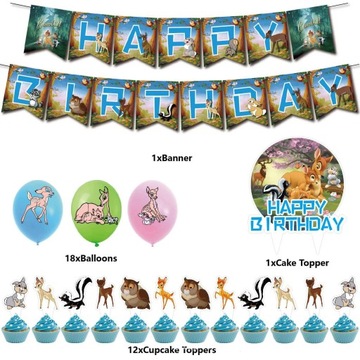 Disney Baby Deer Bambi Theme niños y niñas, fiesta de cumpleaños, lugar de