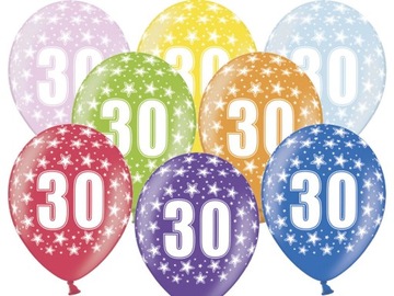 Balony urodzinowe CYFRA 30 lat urodziny 5 szt.