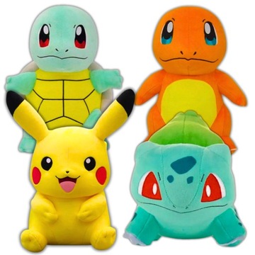Maskotka Komplet 4 Pluszaków Pokemon 25 cm Przytulanki Pikachu Charmander