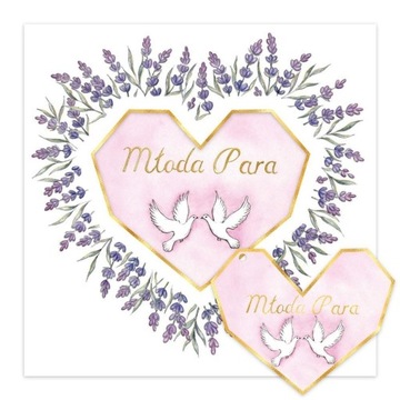 KARNET KW ŚLUB LAWENDOWE SERCE