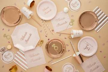 Набор тарелок, чашек, розовое золото, девичник
