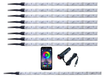 LED kabiny auta RGB 8x30cm + bagażnik BLUETOOTH