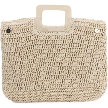 TORBA SŁOMIANA PLAŻOWA BOHO PLECIONA POJEMNA KOSZYK SHOPPER MIEJSKA VINTAGE