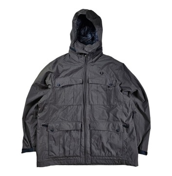 Kurtka Parka Ocieplana Polarem FRED PERRY Brązowa Męska Casual XL