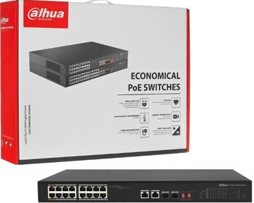 SWITCH POE PFS3218-16ET-135 16 PORTY POE + SFP DAHUA 16 KAMER