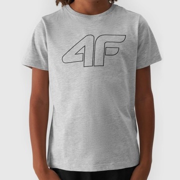 Koszulka Chłopięca 4F T-shirt Dziecięcy szary sportowy na WF 128