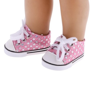 2 пары кроссовок с пайетками, кукольная обувь.