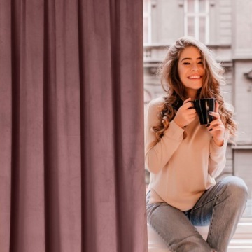 БАРХАТНАЯ ШТОРА НА ЛЕНТЕ FROG 140Х270 РОЗОВЫЙ МАТОВЫЙ БАРХАТ