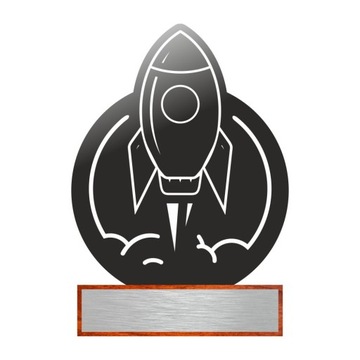 Nagroda trofeum statuetka Rakieta kosmiczna kosmos z tabliczką z nadrukiem