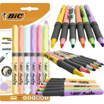 Zakreślacz zakreślacze BIC 1,6-3,3 mm zestaw 6 sztuk szt kolory pastelowe