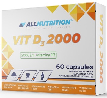ALLNUTRITION D3 2000 60KAP MOCNE ZDROWE ZĘBY KOŚCI ODPORNOŚĆ ZMĘCZENIE