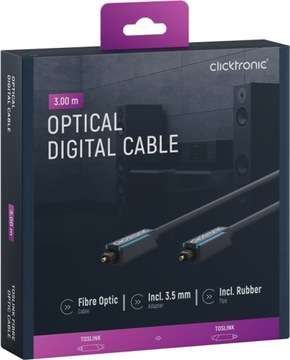 Оптический кабель CLICKTRONIC Toslink + реклама. Джек 3м ПРО