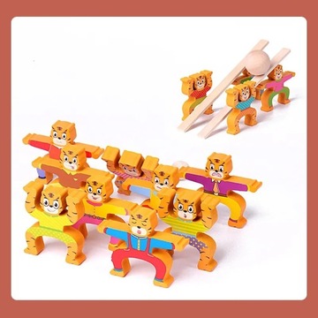 ИГРА НАВЫКОВ МОНТЕССОРИ ТИГРЫ БЛОКИ БАШНЯ