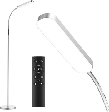 Lampa podłogowa LED Prosta 12W kontrola temperatury Barwowej+Pilot, Chrom