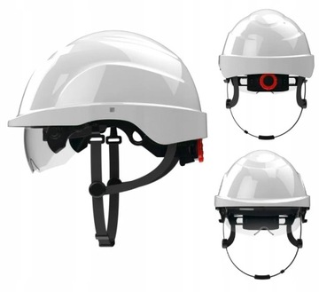 KASK BUDOWLANY KASK BHP HEŁM ATRA 20 Z OKULARAMI BIAŁY Z OSŁONĄ OCZU