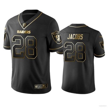 Koszulka Las Vegas Raiders Jersey Jacobs T-shirt Jersey Czarny Vintage Złoty