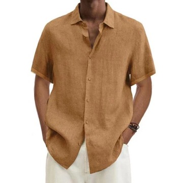 S-5XL Solid Colors Cotton Hemp Men Shirt Comfortab