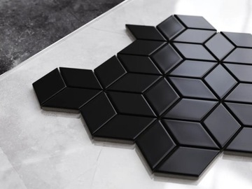 КЕРАМИЧЕСКАЯ МОЗАИКА АЛМАЗНЫЙ РОМБ, ЧЕРНЫЙ МАТОВЫЙ
