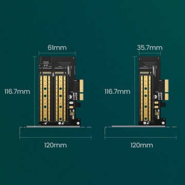 КАРТА РАСШИРЕНИЯ UGREEN PCIe 3.0 x4 АДАПТЕР ДЛЯ SSD M.2 M-KEY / M.2 B-KEY