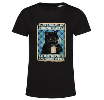 Koszulka KOT CAT DRINK COFFEE HATE PEOPLE XXL