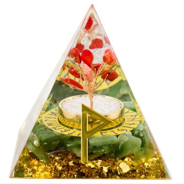 PIRAMIDA ORGONIT RUNY NORDYCKIE WUNJO KORAL AGAT FENG SHUI 6cm CZYTAJ OPIS