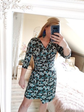 Włoska Marisa sukienka elegancka kwiaty boho S