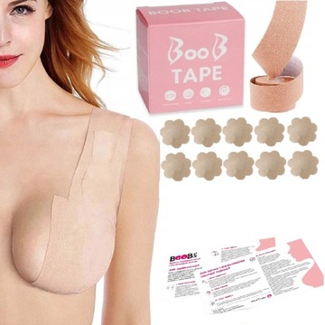 TAŚMA UNOSZĄCA BIUST TEJP MODELUJĄCA DEKOLT BOOB PUSHUP TAPE ULOTKA JĘZ. PL