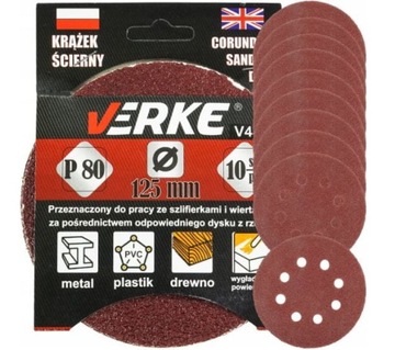 KRĄŻEK PAPIER ŚCIERNY P 80 125 MM 10 SZT. VERKE