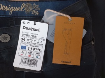 Desigual spodnie exotic jeans efekt woskowanych 34