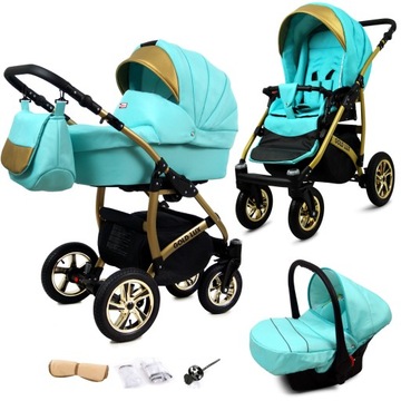 BabyLux Wózek 3w1 dziecięcy spacerówka GoldLux ALU