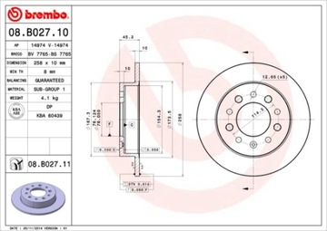 08.B027.11 BREMBO ЗАДНИЙ ТОРМОЗНОЙ ДИСК HYUNDAI COUPE