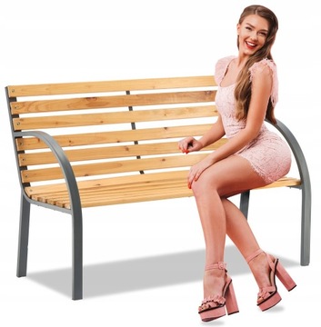 ŁAWKA DO OGRODU NA TARAS PATIO 120x60x80CM DREWNO STAL
