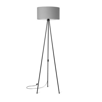LAMPA STOJĄCA PODŁOGOWA TRÓJNÓG METALOWY ABAŻUR SZARY