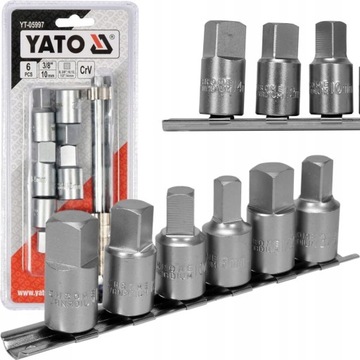 НАБОР Квадратных ключей YATO ДЛЯ МАСЛЯНЫХ ПРОБОК 3/8'''', 6 ДЕТАЛЕЙ YT-05997