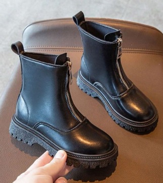 ДЕТСКИЕ БОТИНКИ, ЧЕРНЫЕ, ГЛАДКИЕ, НА МОЛНИИ, LA 27