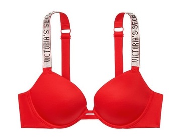 Biustonosz Victoria's Secret push-up czerwony z cyrkoniami 75B (34B)