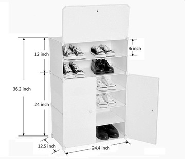 МОДУЛЬНЫЙ ШКАФ ДЛЯ ЗАЛА, ГАРАЖНАЯ ПОЛКА ДЛЯ ОБУВИ 24 ПАРЫ ОБУВИ, ЧЕРНАЯ