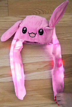 ПЛЮШЕВАЯ ШАПКА С УШАМИ ДВИЖУЩИЙСЯ СВЕТОДИОД ПИКАЧУ Розовый Кролик ПАСХА Горит