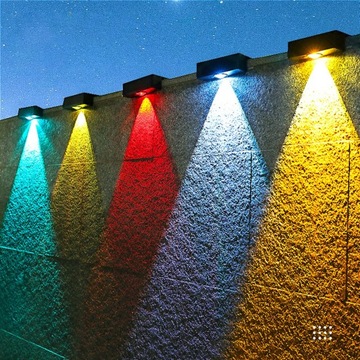 Solarna lampa ogrodzeniowa do użytku na zewnątrz, światło zewnętrzne, ciepłe i kolorowe
