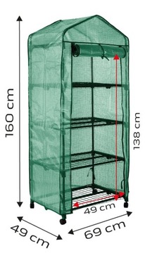NEO МИНИ-БАЛКОННАЯ ТЕПЛИЦА 4 УРОВНЯ 69x49x160см ПЭ ФОЛЬГА ТУННЕЛЬ ФОЛЬГИ