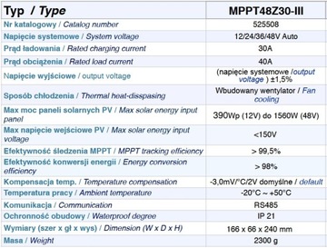 Контроллер заряда солнечной батареи MPPT48Z30-III 30А 150В