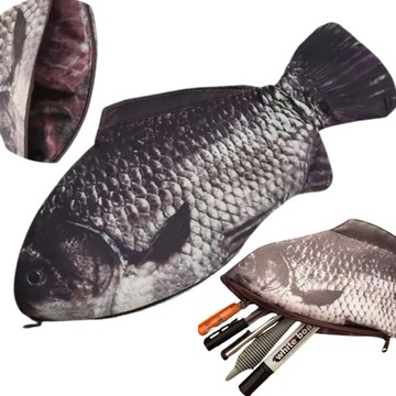 PIÓRNIK RYBA FISH KARAŚ SREBRNY Saszetka Etui Na Zamek Prezent Dla Wędkarza