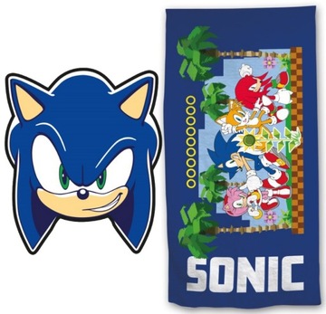 PODUSZKA PRZYTULANKA SONIC + RĘCZNIK KĄPIELOWY ZESTAW DLA DZIECKA PREZENT