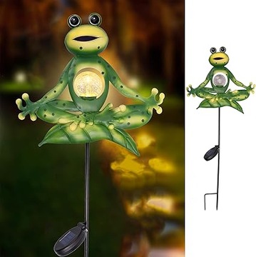 DUŻA Lampa Solarna Żaba Wkładana Lampka Ogrodowa 37cm!!!figurka ogrodowa
