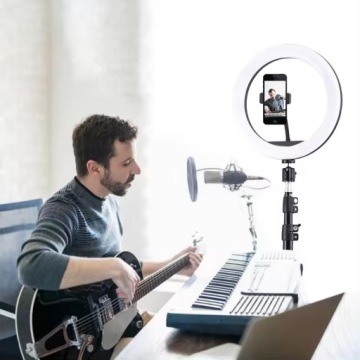 СВЕТОДИОДНАЯ КОЛЬЦЕВАЯ ЛАМПА ДЛЯ СЕЛФИ 210 СМ ПРОЧНАЯ ПОДСТАВКА 3 ЦВЕТА