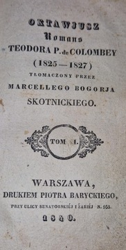 Oktawjusz Romans Teodora P de. Colombey 1825 - 1827 Tom 1
