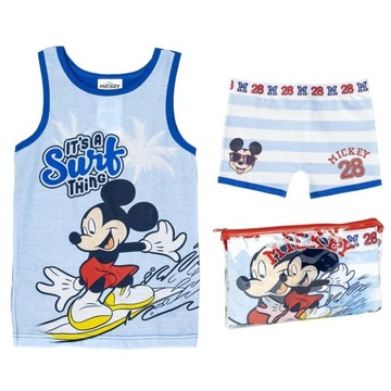 Piżama Myszka Mickey Podkoszulek Bokserki Komplet Letni Kosmetyczka 104