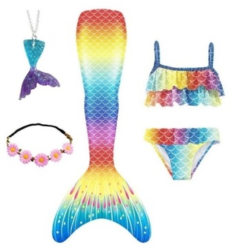 ХВОСТ РУСАЛОЧКИ КУПАЛЬНИК РУСАЛОЧКИ КОСТЮМ РУСАЛКИ 5В1 122 / 128 СМ