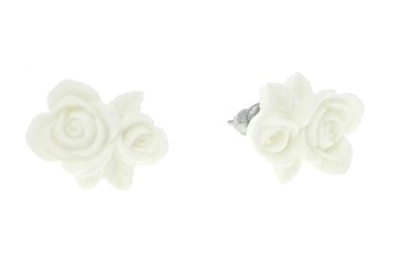 Kolczyki róża i różyczka kwiaty białe